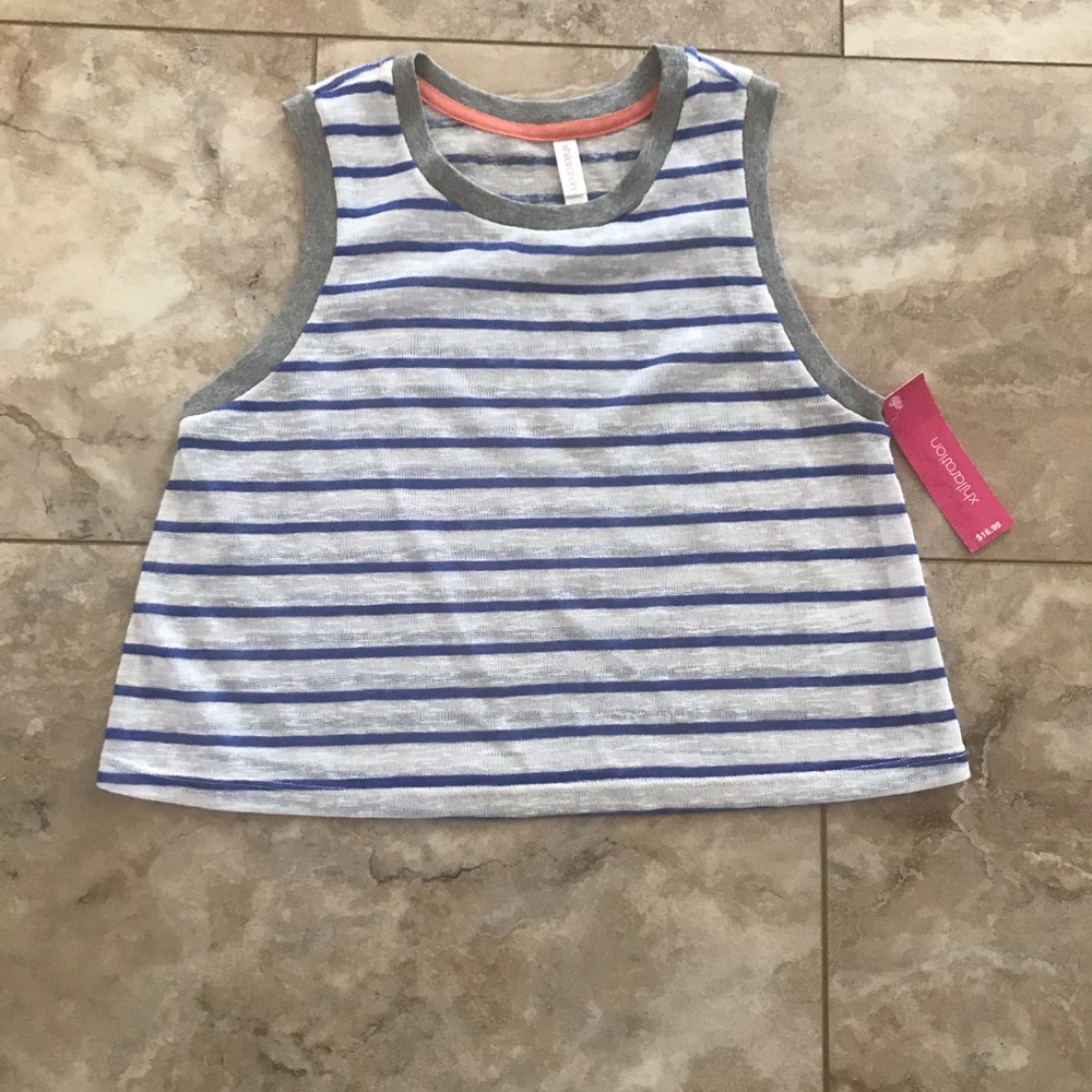 NWT Xhilaration Knit Striped Cropped Muscle Tank